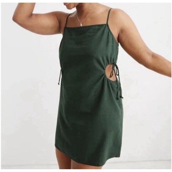 aerie Dresses & Skirts - Aerie Women's Mini Sundress Cut Out Linen Blend Smocked Square Neck Size XL NWT